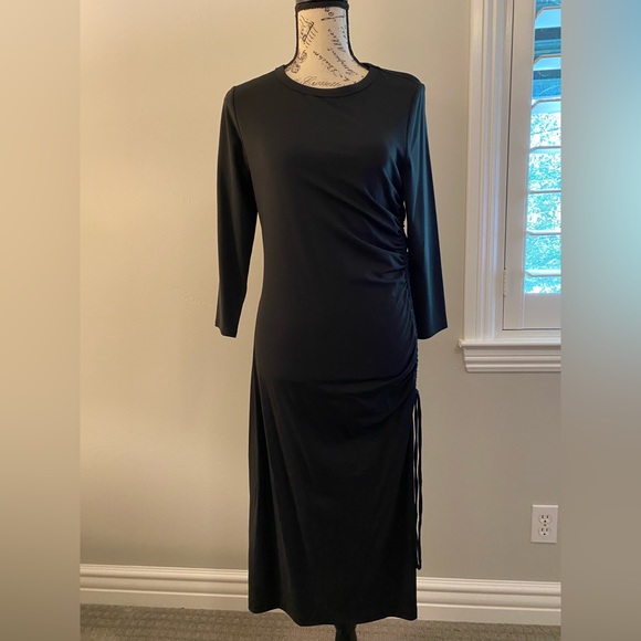 7400058 Black Side Ruched Dress main image 1